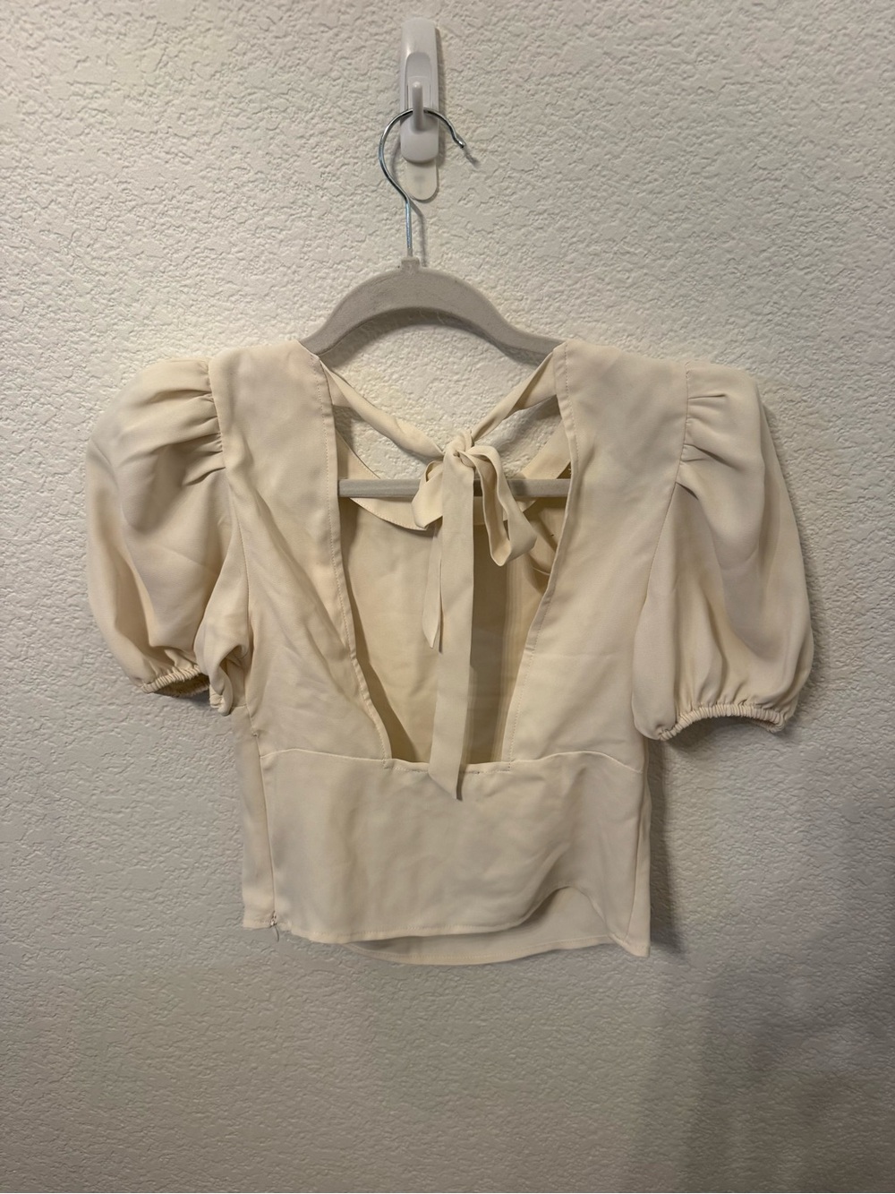 Express Cream Puff Sleeve Tie Back Blouse XXS